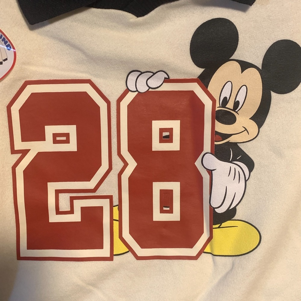 Disney Mickey Mouse Toddler 2T Rugby Sweatshirt 28 Off White Collared NWT - Picture 5 of 7